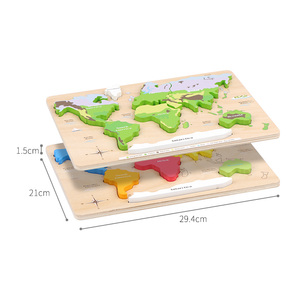 Puzzle en bois Montessori des <span class=keywords><strong>continents</strong></span> <span class=keywords><strong>et</strong></span> des <span class=keywords><strong>océans</strong></span>, jouets éducatifs Montessori pour enfants, puzzle personnalisé - Product Image 6