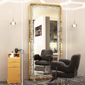 <b>LED</b> Backlight Glass Salon Barber <b>Mirror</b> Wall Mounted Gold Frame Modern Design for Bedroom Living Room Dining Mall Use - Product Image 1