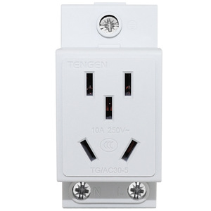 Prise industrielle Tengen à 5 trous, 10A 250V, montage sur rail, avec mise à la terre standard, en plastique - Product Image 2