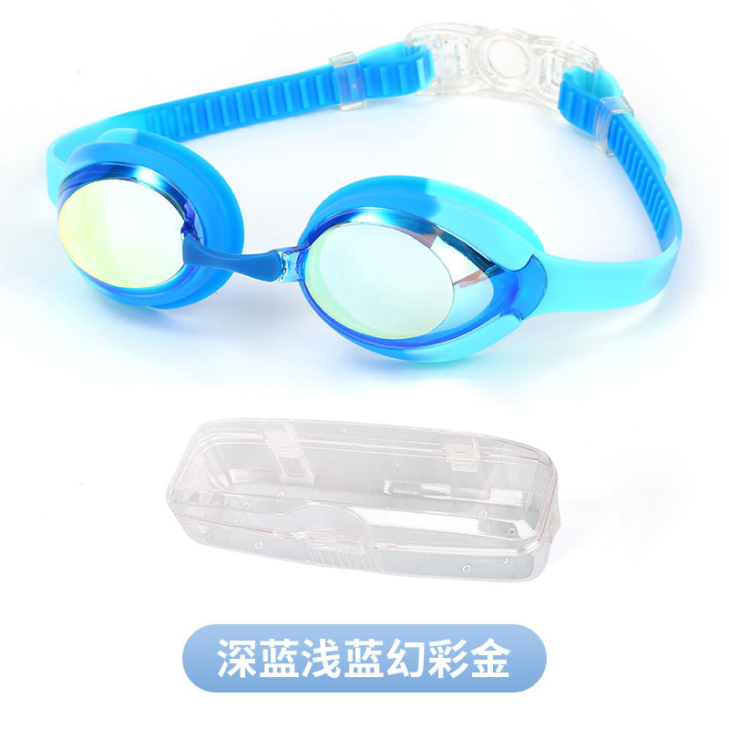 Dark blue, light blue, iridescent gold (comes with glasses case)