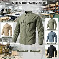 Chemise tactique à manches longues à séchage rapide, légère, multi-poches, pour le travail en extérieur, la randonnée, la sécurité, la patrouille, la randonnée en terrain accidenté