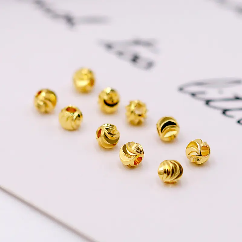 wholesale stainless steel ball beads carved beads Watermelon line gold plated spacer bead for jewelry making