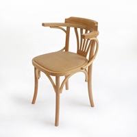 Chaise de salle à manger moderne en bois massif avec accoudoirs et dossier, structure en bois stable pour appartement, hôtel, bureau, maison