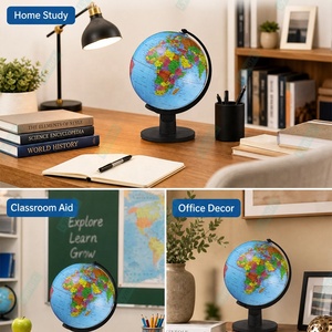 <span class=keywords><strong>Mapa</strong></span> del Mundo Azul de Plástico, Globo Físico y Político con Escala 1:40.000.000 y Soporte para Educación Geográfica Escolar - Product Image 6
