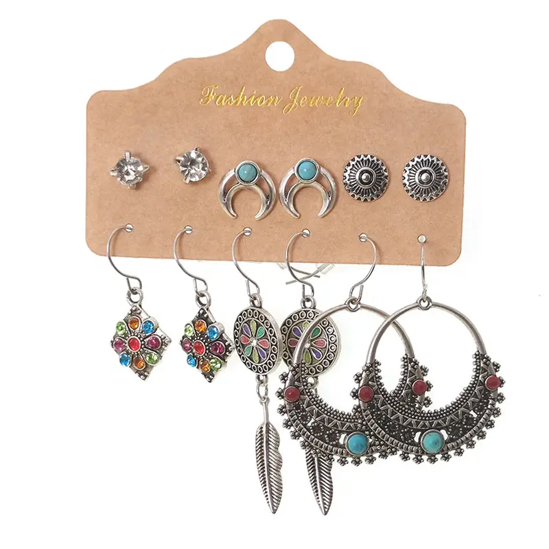Stocks Selling Fast Delivery Time Vintage Earrings Package 6 Pairs Per Set Bohemia Earrings Set New Jewelry Accessories