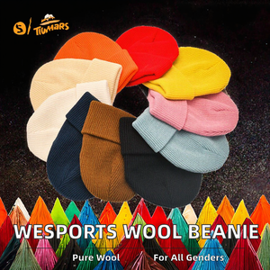 Bonnet en tricot unisexe de luxe Wesports 100 % laine, motif camouflage écossais, avec pompon, logo de créateur, classique, pour le ski et les voyages, garde au chaud - Product Image 2