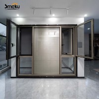 Ventana de Aluminio con Rotura de Puente Térmico, Apertura Doble Interior, con Pantalla de Alta Transparencia para Aislamiento Térmico y Ventilación