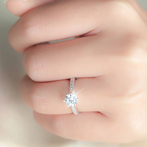 Anello con Design a Sei Punte Stile Classico Anello di Fidanzamento per Donne - Product Image 4