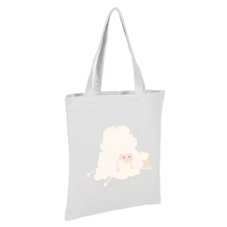 Customizable Organic Cotton Tote Bags Reusable Eco-friendly Canvas Shopping Bag with Cartoon Printed Pattern