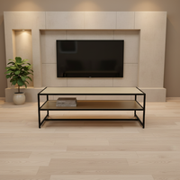 Meuble TV et console de rangement de style moderne avec étagères et structure métallique