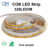 Tira de Luz LED COB de Alta Densidad, 320 LED/m, 24V, 2700K, Blanco Cálido, Sin Puntos, para Decoración de Interiores