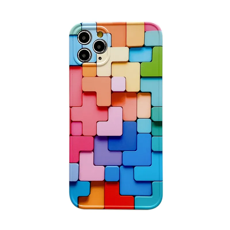 For iphone Case Cool Colorful Square 13 12 11 Pro Max 8 7 Plus X XS Anti-fall XR Woman Phone Cover