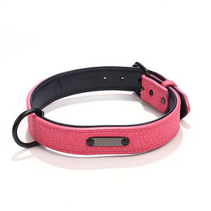 Gran oferta, Collar de perro de cuero PU ajustable con logotipo gratuito personalizado, Collar para mascotas con hebilla - Product Image 5