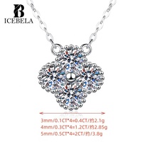Collar de Trébol de Cuatro Hojas para Mujer con Colgante de Moissanita 3m 4m 5m, Cadena de Plata de Ley S925 de Lujo Estilo Vintage