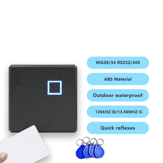 125Khz RFID Contactless Smart ID Card Reader RS232 RS485 UART Customized RFID Waterproof Access Control Card Reader