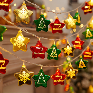 Guirlande lumineuse LED décorative de Noël pour intérieur, alimentée par courant alternatif ou prise USB, <span class=keywords><strong>en</strong></span> forme d'étoile ou de boule <span class=keywords><strong>en</strong></span> plastique - Product Image 1