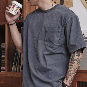 <span class=keywords><strong>T</strong></span>-<span class=keywords><strong>Shirt</strong></span> Casual da <span class=keywords><strong>Uomo</strong></span> <span class=keywords><strong>con</strong></span> Tasca 100% Cotone Vestibilità Ampia Anti-Piega Ecologica OEM - Product Image 3