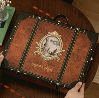 Boîte en bois de luxe Xingyi Chang pour ensemble de bijoux/Boîte de style rétro non finie avec sangle pratique, boîte rétro pour cadeaux d'anniversaire