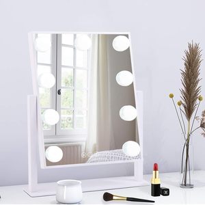 Miroir de maquillage Hollywood éclairé avec lumières, design à commande tactile, ampoules LED à intensité variable 3 couleurs, détachable 10X - Product Image 1