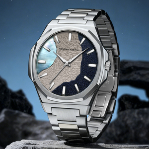 Reloj de pulsera de cuarzo minimalista para hombre, de la marca HANNAH MARTIN, con esfera ultrafina, en caja de regalo, ideal para negocios. - Product Image 3