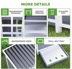 Para gallinero de madera, caja de anidación impermeable de 39 pulgadas con bandeja extraíble, para exteriores, color gris claro, para 4-6 gallinas y animales pequeños - Product Image 6