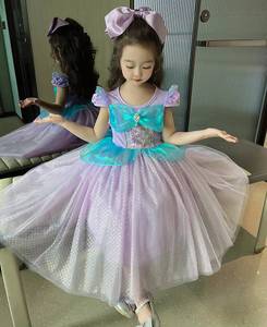 Robe de princesse longue à paillettes pour filles, nouvelle collection été 2024, costume de cosplay à la mode pour enfants, costumes pour fête d'Halloween - Product Image 3
