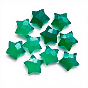 Onyx Vert Naturel Facetté Coupe Étoile 10mm 11mm Pierre Précieuse Sculptée à la Main Briolette Pierre Libre pour la Fabrication de Bijoux Vente en Gros - Product Image 1