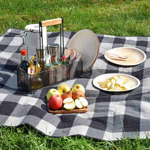 Cesta para Barbacoa y Picnic con Portarrollos de Papel, Mango de Madera y 2 Ganchos, <span class=keywords><strong>Accesorios</strong></span> para Caravana, para Cubiertos y Condimentos - Product Image 4
