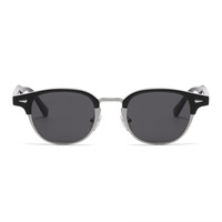 Lunettes de soleil classiques rétro UV 400 avec logo personnalisé, demi-monture noire, style homme et femme, en polycarbonate, lunettes de soleil rondes