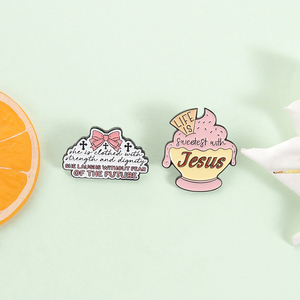Inspirerende quote emaille pins Het leven is zoeter met Jezus Geloof Thema Reversspeld Groothandel - Product Image 2