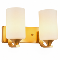 Applique murale LED dorée 5Wx2 E27 à double verre, lumière blanc chaud, pour chambre, hôtel, coiffeuse, AC85-265V, luminaire d'intérieur moderne