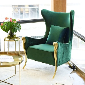Lüks Recliner tek sandalye kanepe avrupa tarzı altın pirinç kadife kol sandalyeler High-End salon Accent sandalye klasik koltuk - Product Image 1