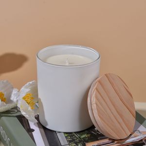 Frosted Glass Scented <b>Candle</b> White And Black Cylinder Home Decoration 1 <b>Wick</b> Machine Made - Product Image 3