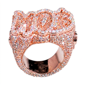 Custom 925 <b>Silver</b> VVS Diamond MOB Letter Ring Rose Gold Plated 3D Bubble Nameplate <b>Band</b> <b>Wedding</b> Gift Factory Direct - Product Image 1