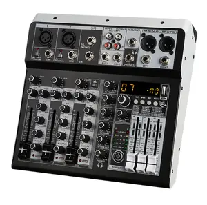 GPUB KP4 High Quality Mini 4 Channel Audio Mixer Console 48V Powered Digital Blue Tooth Professional Audio Mixer