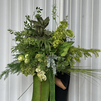 Fleurs artificielles en soie vertes pour événements forestiers, arrangements floraux de salle, murs de fleurs pour allées.