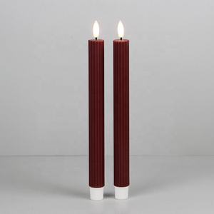 <span class=keywords><strong>Chandelier</strong></span> conique sans flamme décoratif ivoire côtelé 3D véritable flamme en plastique LED alimenté par batterie pour les vacances - Product Image 5