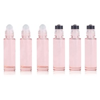 Flacon de stockage en verre givré rose rechargeable de 10 ml, 30 ml, 50 ml, 60 ml pour parfum, tonique, huile essentielle, gouttes pour les yeux, avec bouchon en bois
