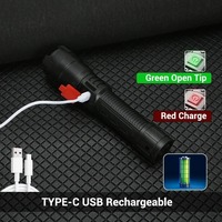 Linternas LED de Alta Potencia, Linterna Táctica Ultra Brillante, Lámpara con Carga USB, para Camping, Pesca, Defensa, con Zoom