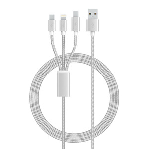 สายชาร์จข้อมูลแบบเร็ว 3-in-1 แบบถักไนลอน ชนิด Type-C USB สำหรับอุปกรณ์ Apple และ Android - Product Image 5