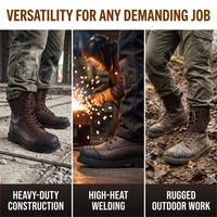 Zapatos de Seguridad Industriales Tácticos para Hombre, de Cuero Vacuno de Grano Completo, Aceitados, Transpirables, de Caña Alta, Personalizados al por Mayor