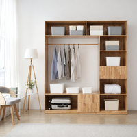 Armoire de chambre à coucher moderne en bois avec tiroirs et miroir, armoire de rangement à 4 portes, meubles de chambre à coucher pour la maison et l'hôtel