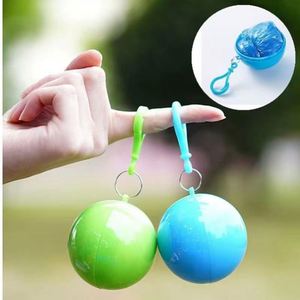 Wholesale Creative Outdoor Camping Portable Plastic Ball Key Chain <b>Disposable</b> <b>Rain</b> <b>Poncho</b> for Travel - Product Image 1