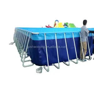 Novo design barato preço exterior pvc grande quadrado retangular aço metal quadro piscina à venda