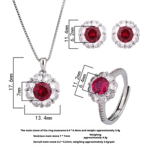 High Quality Eco-friendly Copper Round Cut 7-6mm Dark Blue Cubic Zirconia Minimalist Style Jewelry Set for Women - Product Image 2