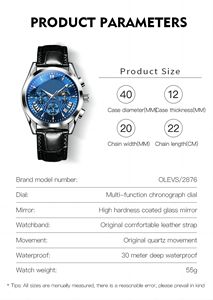 Montres pour hommes de luxe personnalisées avec étiquette légère OEM/ODM 2023, 50 pièces, bracelet en cuir, montres-bracelets de haute qualité, montre à quartz pour hommes - Product Image 6