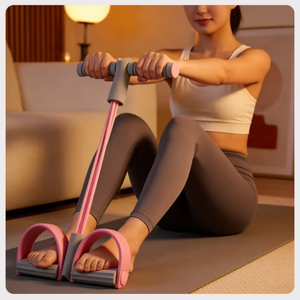 Appareil de fitness 6 tubes pour presse à jambes <span class=keywords><strong>et</strong></span> entraînement abdominal, avec pédale antidérapante, bande de résistance à tirer <span class=keywords><strong>et</strong></span> aide à l'entraînement aux sit-ups - Product Image 2