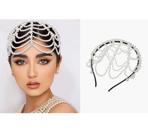 Diadema Flapper Años 20 Con Perlas Y Cristales - Accesorio Art Déco Vintage Para Fiestas De Jazz, Halloween Y Bodas, Ajuste Elástico