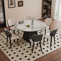 Ensemble de chaises de table de luxe modernes et extensibles rondes en marbre naturel 4, 6 places Salle à manger Meubles en bois massif noir Designs