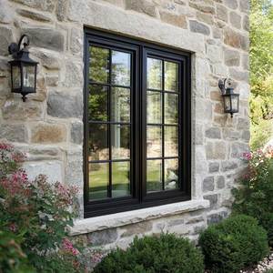 <span class=keywords><strong>Fenêtre</strong></span> à battant XIYATECH, cadre étroit, design minimaliste moderne, personnalisable, revêtement en poudre noir, utilisation en appartement, verre - Product Image 1